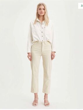 Levi's Cropped Straight Corduroy Pants in Cream